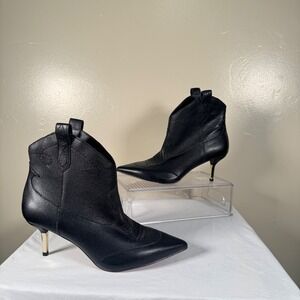 Jessica Simpson Ankle Boots Womens 7.5 Black Nelda Western Pointed Kitten Heel